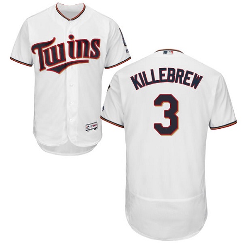 Twins #3 Harmon Killebrew White Flexbase Authentic Collection Stitched MLB Jersey